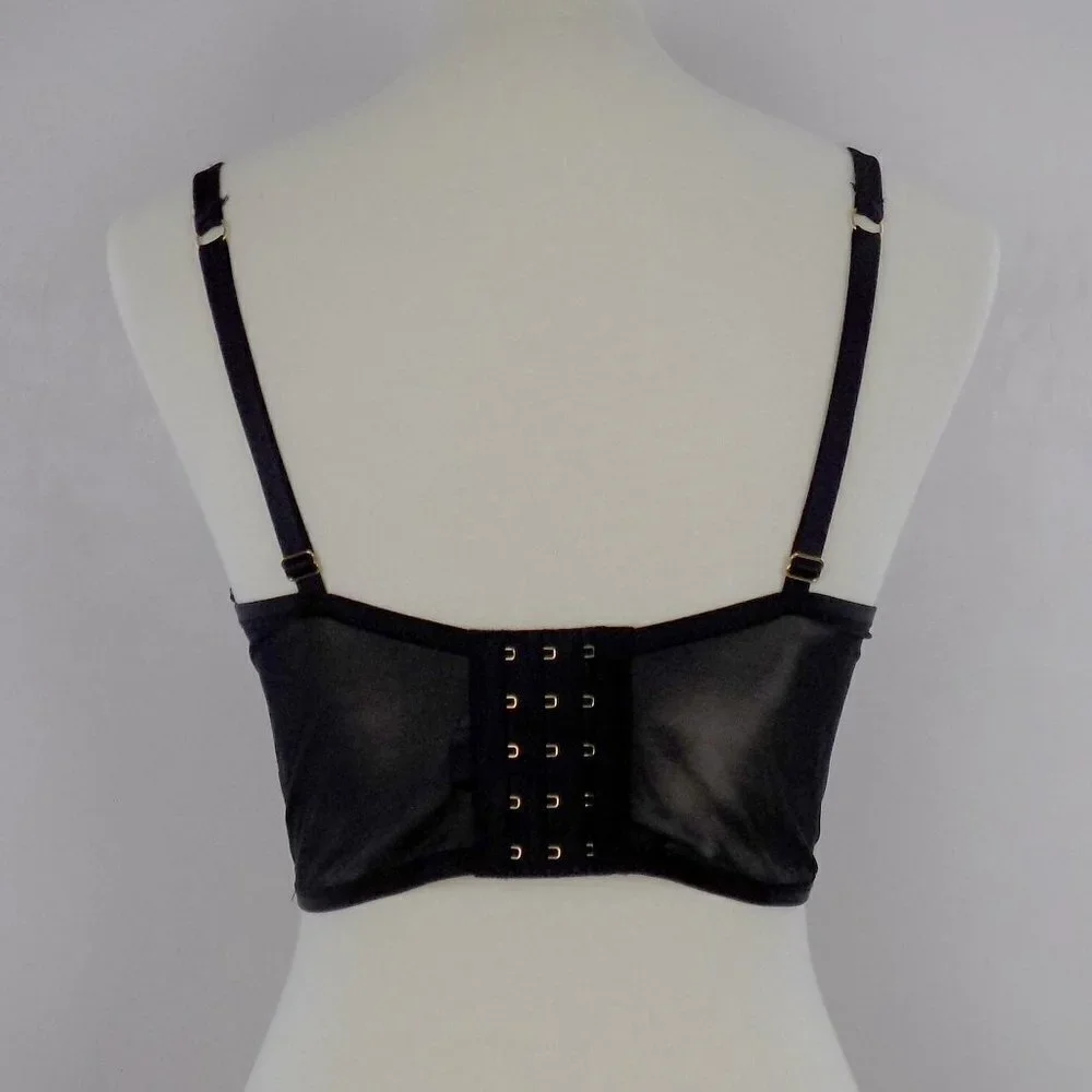 2 items! brand new! bra panty set velvet trim luxe embroidered flower